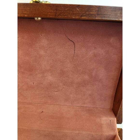 Thill’s Jewel Box Wooden Jewelry Organizer Vintage Brown W/ Pink Lining Storage - Picture 7 of 16